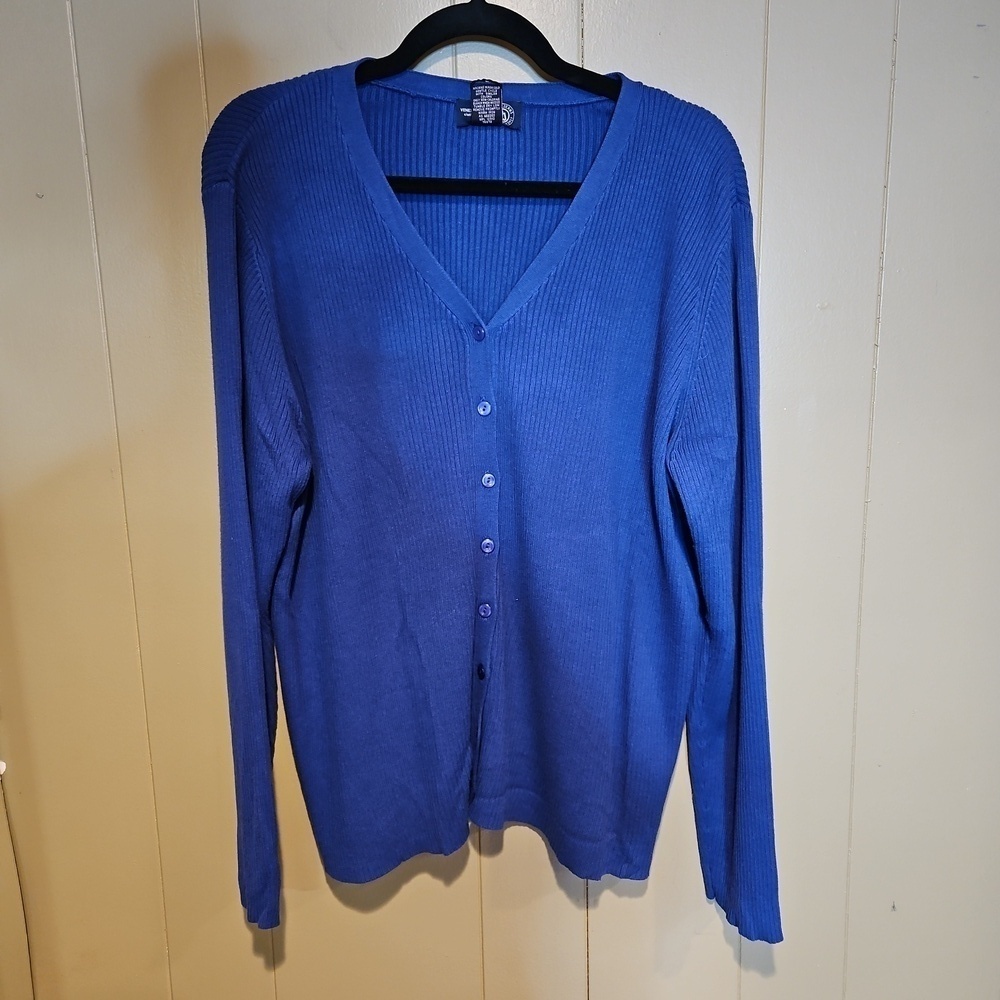 Venezia Jeans Royal Blue Knit Button-Down, Cardigan sweater, Size 18/20, Stretch